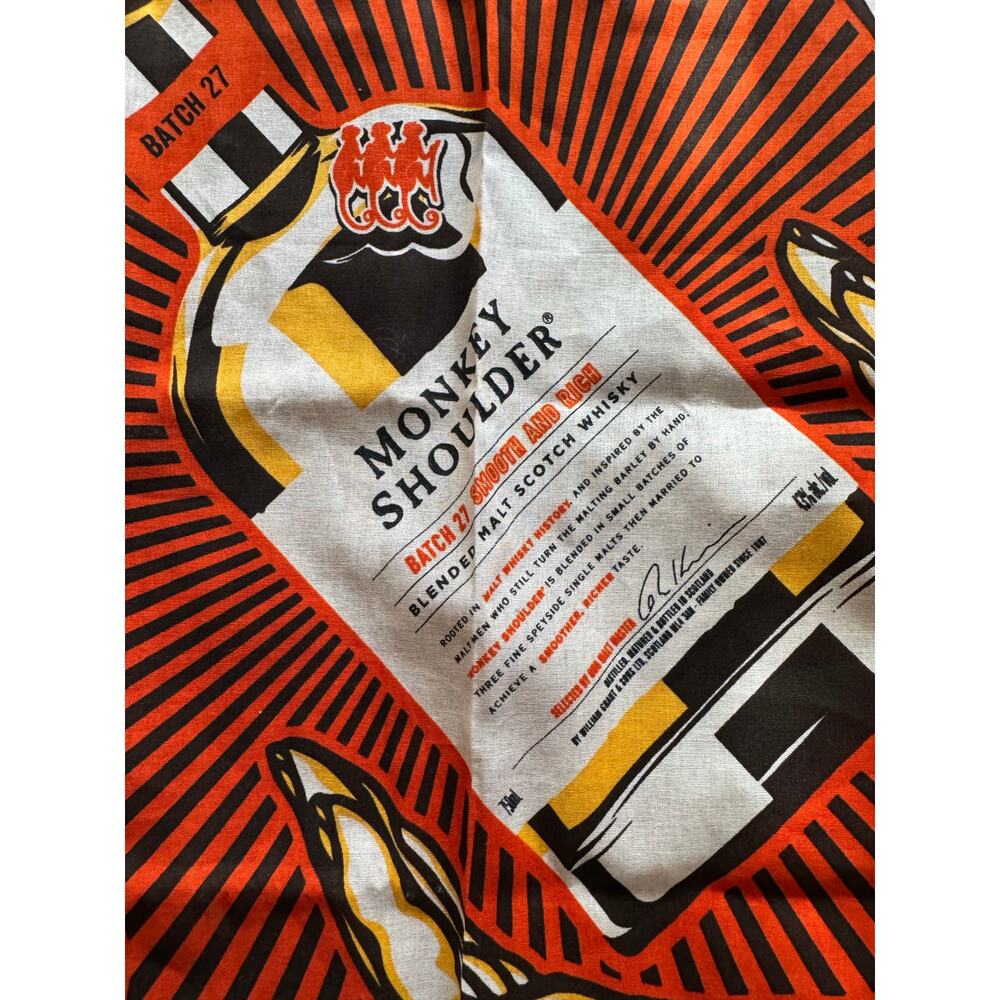 Monkey Shoulder Scotch Whisky Batch 27 Bandana Pocket Square Bar Decor Scarf